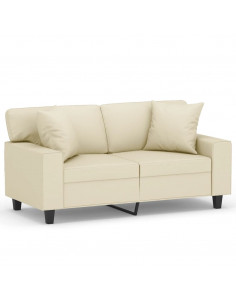Divano a 2 Posti con Cuscini Crema 120 cm in Similpelle