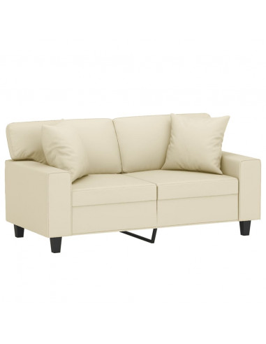 Divano a 2 Posti con Cuscini Crema 120 cm in Similpelle