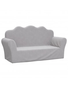 Divano per Bambini a 2 Posti Grigio Chiaro in Morbido Peluche