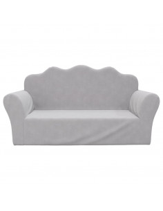 Divano per Bambini a 2 Posti Grigio Chiaro in Morbido Peluche 2