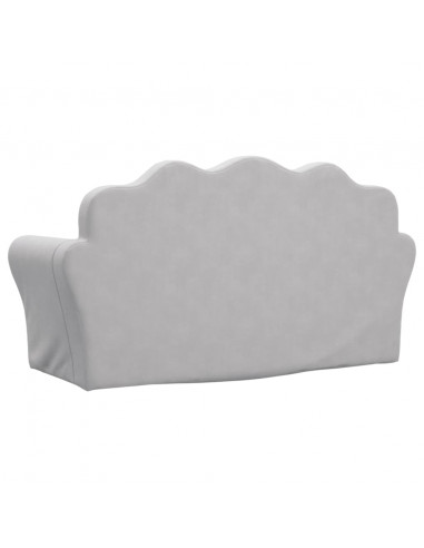 Divano per Bambini a 2 Posti Grigio Chiaro in Morbido Peluche