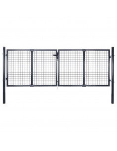 Cancello per Giardino Rete in Acciaio Zincato 289x75 cm Grigio