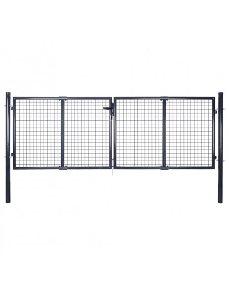 Cancello per Giardino Rete in Acciaio Zincato 289x75 cm Grigio