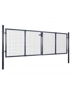 Cancello per Giardino Rete in Acciaio Zincato 289x75 cm Grigio 2