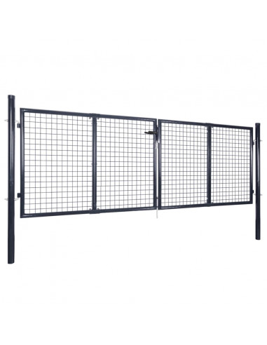Cancello per Giardino Rete in Acciaio Zincato 289x75 cm Grigio