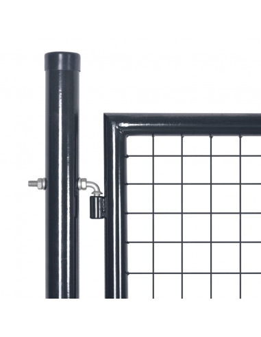 Cancello per Giardino Rete in Acciaio Zincato 289x75 cm Grigio
