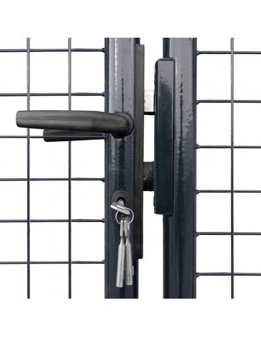 Cancello per Giardino Rete in Acciaio Zincato 289x75 cm Grigio