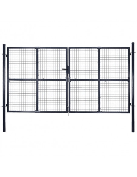 Cancello per Giardino Rete in Acciaio Zincato 289x150 cm Grigio