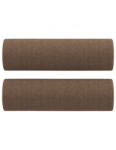 Set di Divani 2 pz con Cuscini Marrone in Tessuto
