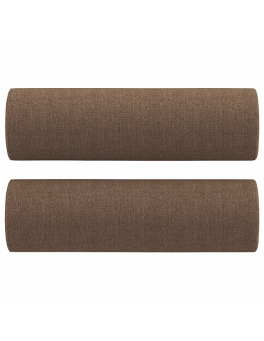 Set di Divani 2 pz con Cuscini Marrone in Tessuto