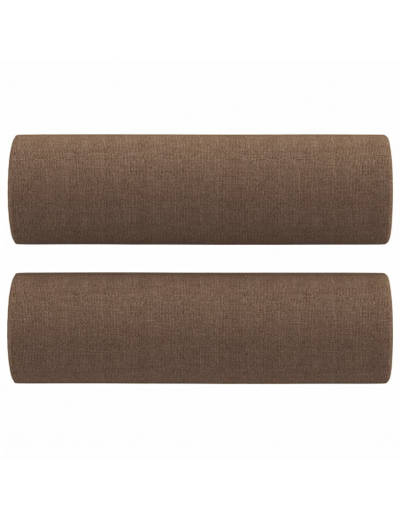 Set di Divani 2 pz con Cuscini Marrone in Tessuto