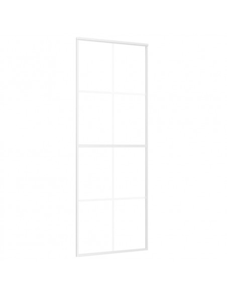 Porta Scorrevole in Vetro ESG e Alluminio 76x205 cm Bianca