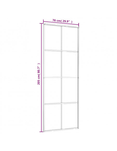 Porta Scorrevole in Vetro ESG e Alluminio 76x205 cm Bianca