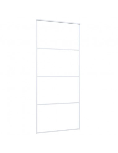 Porta Scorrevole in Vetro ESG e Alluminio 90x205 cm Bianca