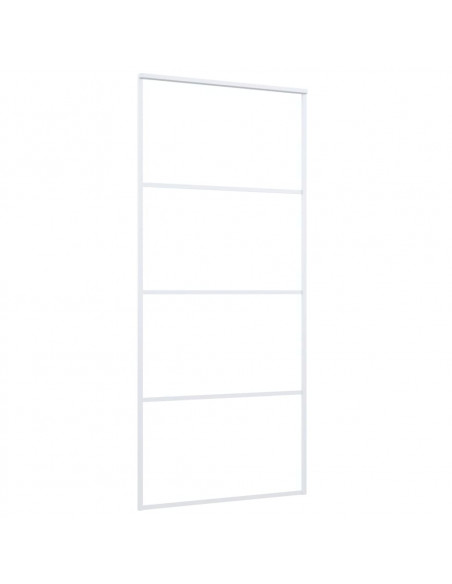 Porta Scorrevole in Vetro ESG e Alluminio 90x205 cm Bianca