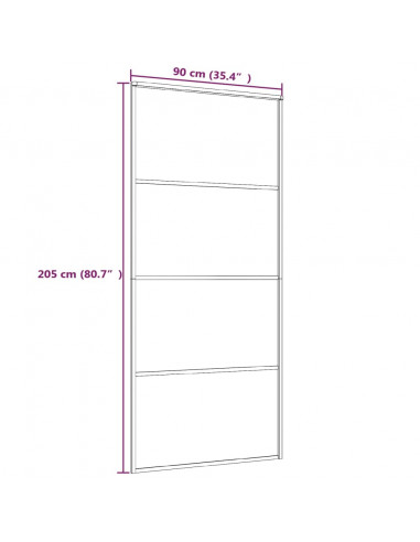 Porta Scorrevole in Vetro ESG e Alluminio 90x205 cm Bianca