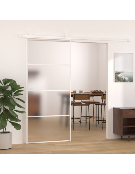 Porta Scorrevole in Vetro ESG e Alluminio 90x205 cm Bianca