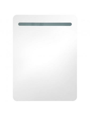 Armadietto Bagno con Specchio e LED Bianco e Rovere 60x11x80 cm