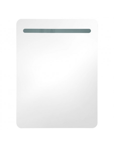 Armadietto Bagno con Specchio e LED Bianco e Rovere 60x11x80 cm