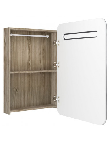 Armadietto Bagno con Specchio e LED Bianco e Rovere 60x11x80 cm