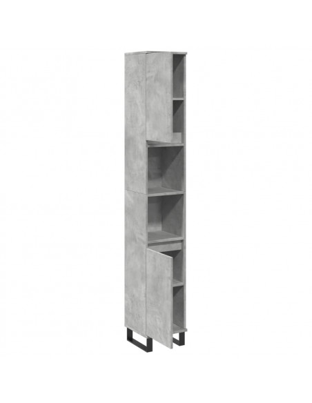 Armadietto Bagno Grigio Cemento 30x30x190 cm Legno Multistrato
