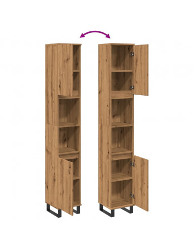 Armadietto Bagno Rovere 30x30x190 cm Legno Multistrato