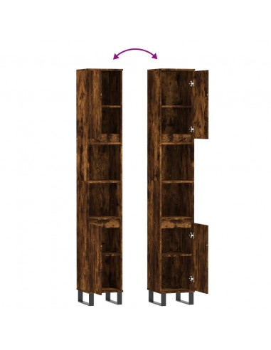 Armadietto Bagno Rovere Fumo 30x30x190 cm in Legno Multistrato