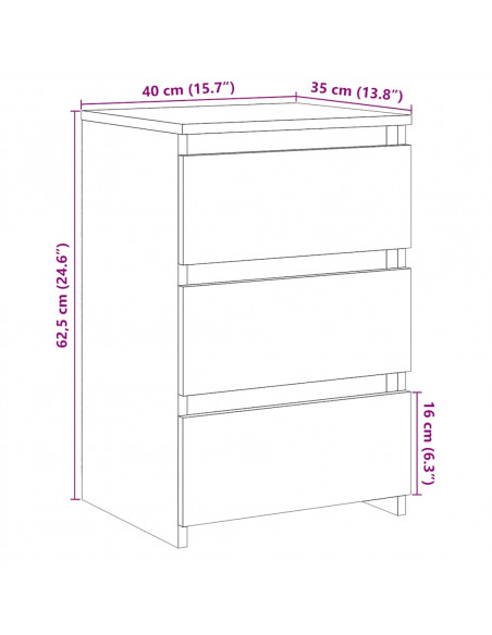 Comodino Rovere Artigianale 40x35x62,5 cm in Legno Multistrato