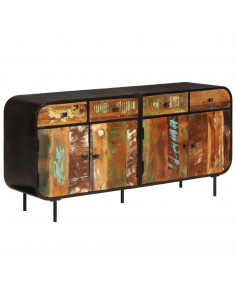 Credenza 140x35x70 cm in Legno Massello di Recupero e Metallo