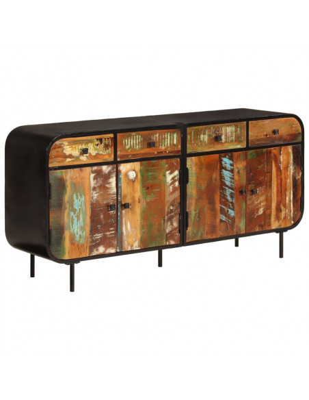 Credenza 140x35x70 cm in Legno Massello di Recupero e Metallo