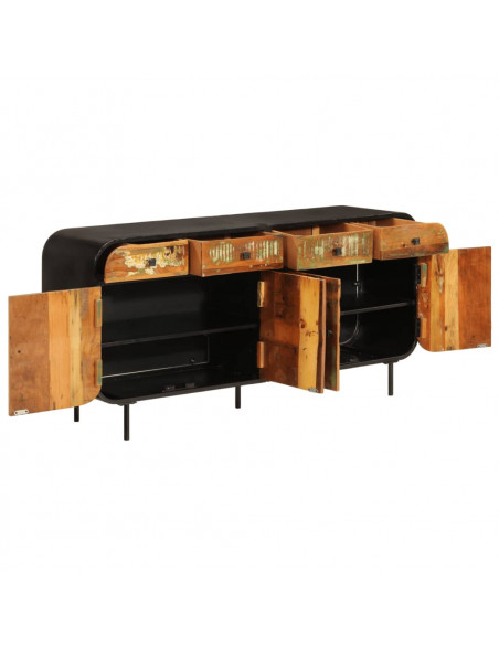 Credenza 140x35x70 cm in Legno Massello di Recupero e Metallo