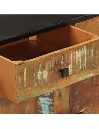 Credenza 140x35x70 cm in Legno Massello di Recupero e Metallo