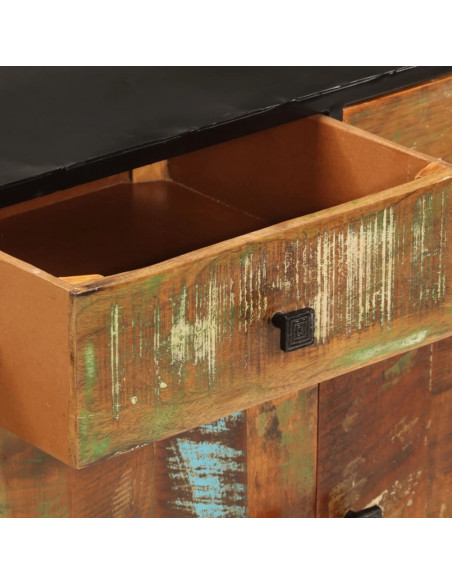 Credenza 140x35x70 cm in Legno Massello di Recupero e Metallo