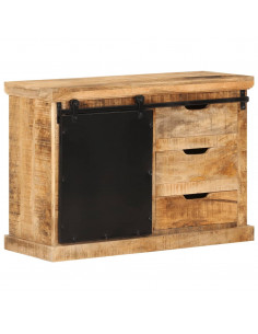Credenza 80x30x55 cm in Legno Grezzo Massello di Mango