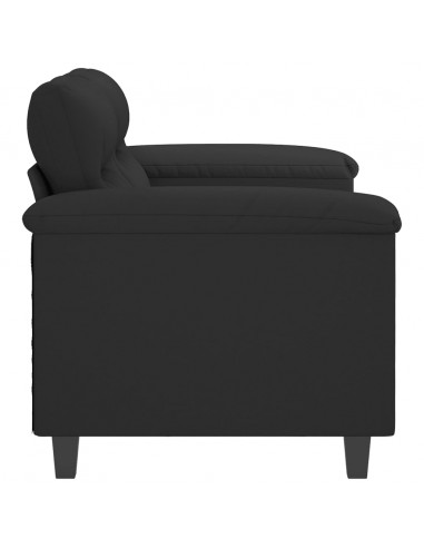 Divano a 2 Posti Nero 120 cm in Tessuto Microfibra