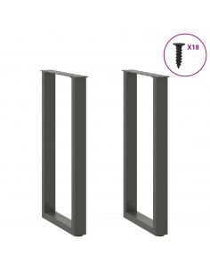 Gambe per tavolo consolle a forma di U 2 pz Antracite 28x(72-73) cm Acciaio 2