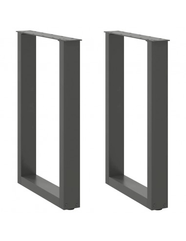 Gambe Tavolino Caffè a U 2 pz Antracite 50x(72-73)cm in Acciaio