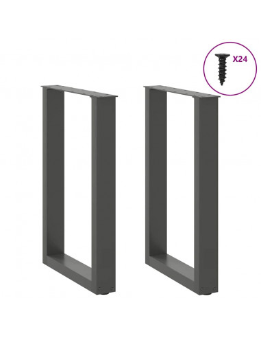 Gambe per tavolo da pranzo a forma di U 2 pz Antracite 50x(72-73) cm Acciaio