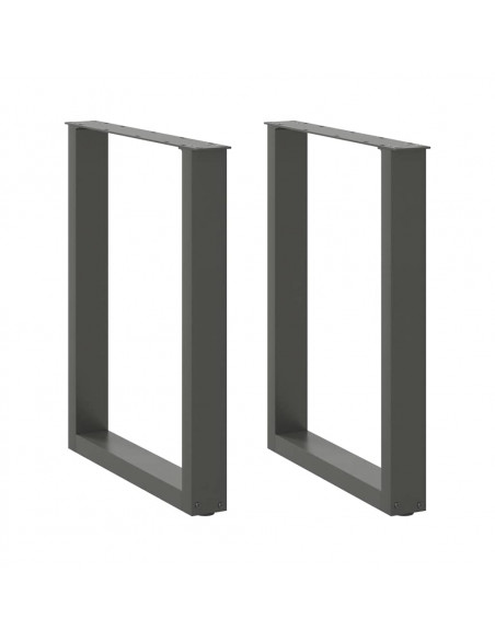 Gambe Tavolino Caffè a U 2 pz Antracite 60x(72-73)cm in Acciaio