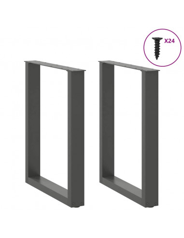 Gambe per tavolo da pranzo a forma di U 2 pz Antracite 60x(72-73) cm Acciaio