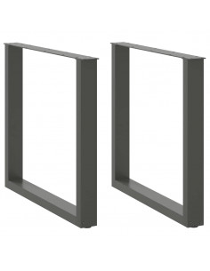 Gambe Tavolino Caffè a U 2 pz Antracite 80x(72-73)cm in Acciaio