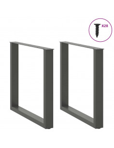 Gambe per tavolo da pranzo a forma di U 2 pz Antracite 80x(72-73) cm Acciaio 2