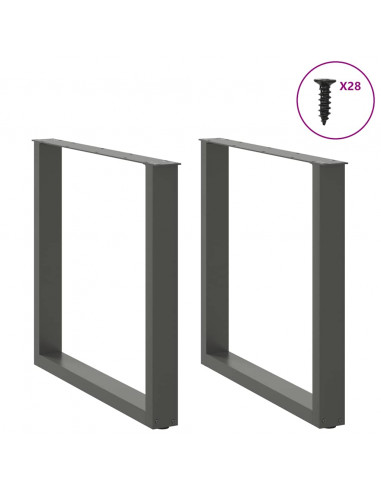 Gambe Tavolino Caffè a U 2 pz Antracite 80x(72-73)cm in Acciaio