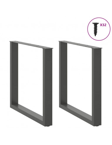 Gambe Tavolino Caffè a U 2 pz Antracite 90x(72-73)cm in Acciaio