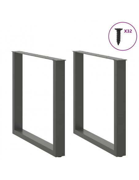 Gambe Tavolino Caffè a U 2 pz Antracite 90x(72-73)cm in Acciaio