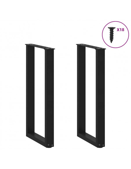 Gambe per Tavolo Consolle a Forma di U 2 pz Nere 28x(72-73) cm Acciaio