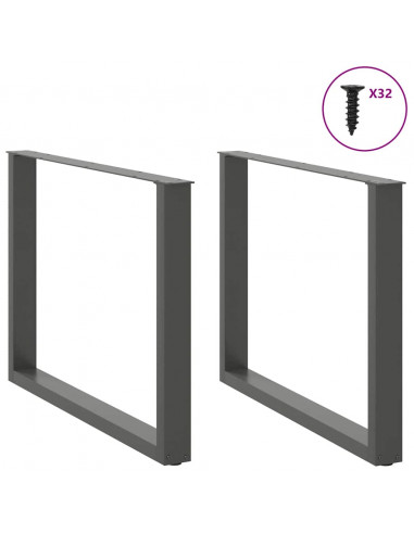 Gambe Tavolino Caffè a U 2pz Antracite 100x(72-73)cm in Acciaio