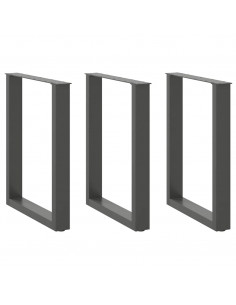 Gambe Tavolino Caffè a U 3 pz Antracite 70x(72-73)cm in Acciaio