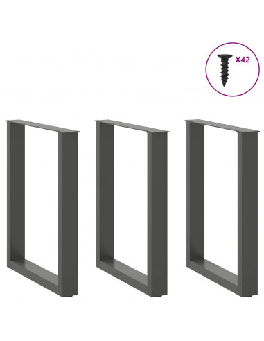 Gambe Tavolino Caffè a U 3 pz Antracite 70x(72-73)cm in Acciaio