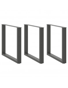 Gambe Tavolino Caffè a U 3 pz Antracite 80x(72-73)cm in Acciaio